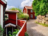 Rote Häuser in Vimmerby in Sweden