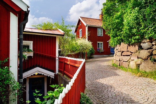 Rote Häuser in Vimmerby in Sweden