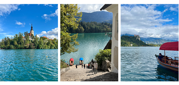 Collage mit Bildern von Bled in Slowenien