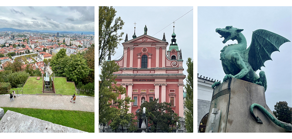 Collage mit Bildern von Ljubljana in Slowenien